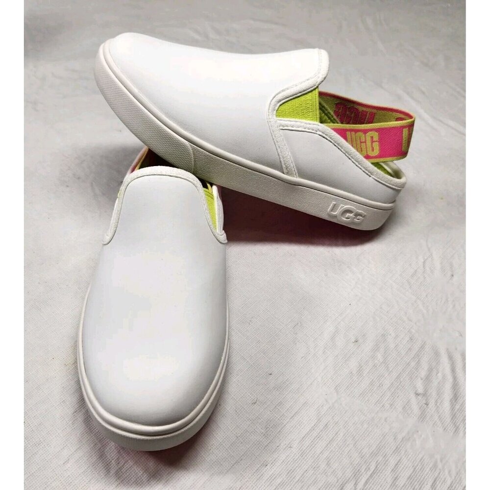 UGG Women's Size 5 Aivey Slingback Leather Shoes Slip On White Green  116 - Picture 4 of 11